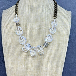 Silpada KRN0138 Crystal Rocks Cut Glass and Pyrite and Brass Statement Necklace